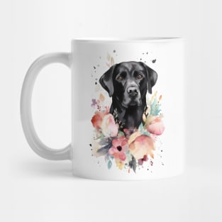 Pet Dog Portrait, Dog Owner Gift Idea, Cute Black Lab Watercolor Dog Portrait Mug